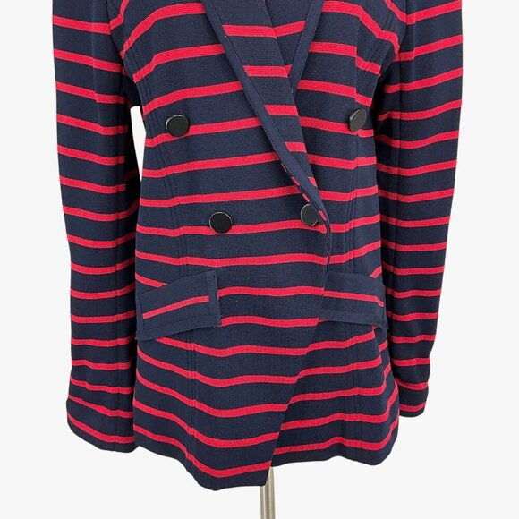 Veronica Beard Fontana Blazer Striped Double Breasted Jacket Size L Red Navy - Picture 3 of 12